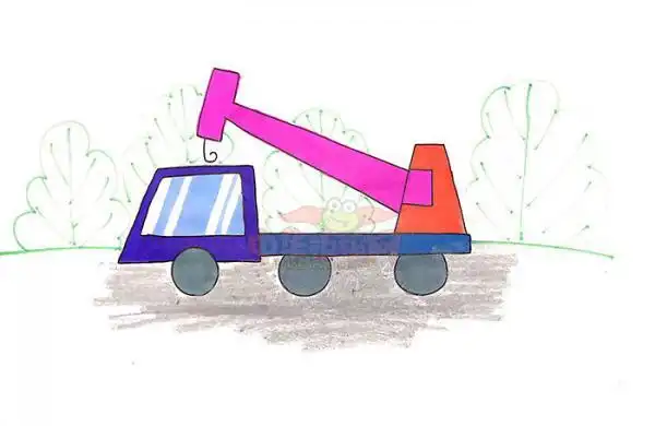 吊车怎么画简笔画图片,吊车简笔画彩色