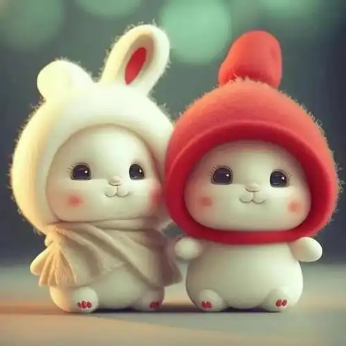 2023兔年可爱情侣头像,超萌新年兔子图片素材