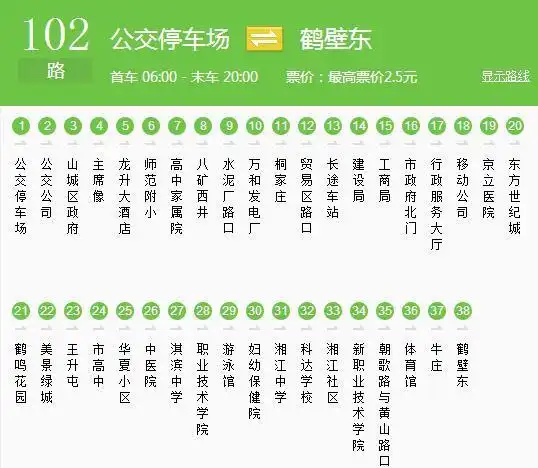 想知道: 鹤壁市 鹤壁公交102线路图 在哪