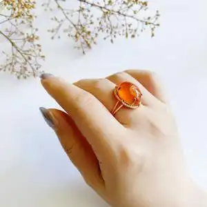 南红樱桃红戒指图片