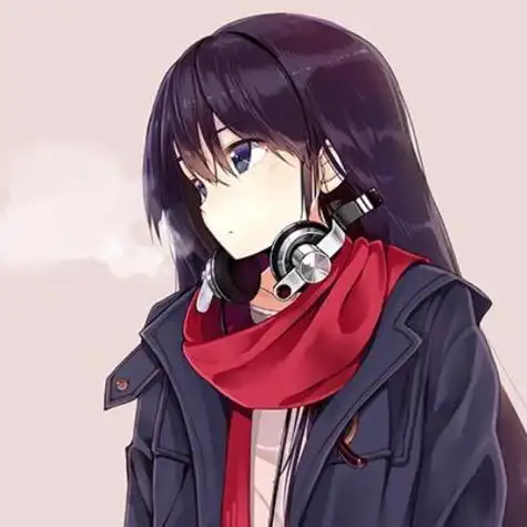 动漫高冷女生头像带耳机