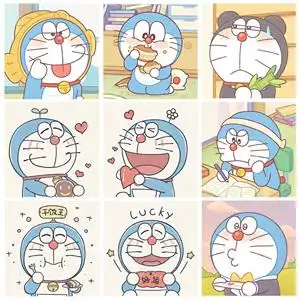 九宫格哆啦a梦机器猫diy数字油画 手绘填充油彩画 手工生日礼物