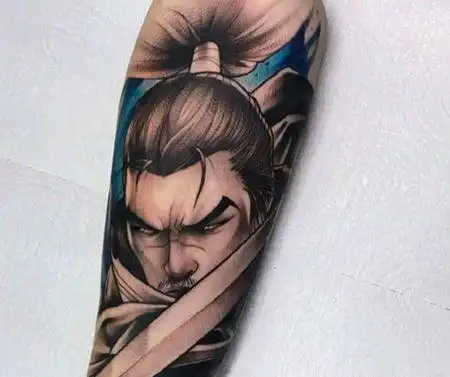 手臂流浪剑客亚索纹身图案