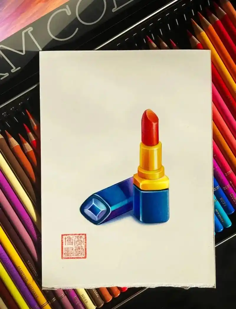 口红彩铅画素材来自某书lyubuw