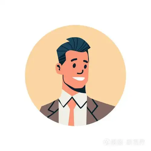 黑发商人头像人脸轮廓图标概念在线支持服务男性卡通人物肖像隔离平