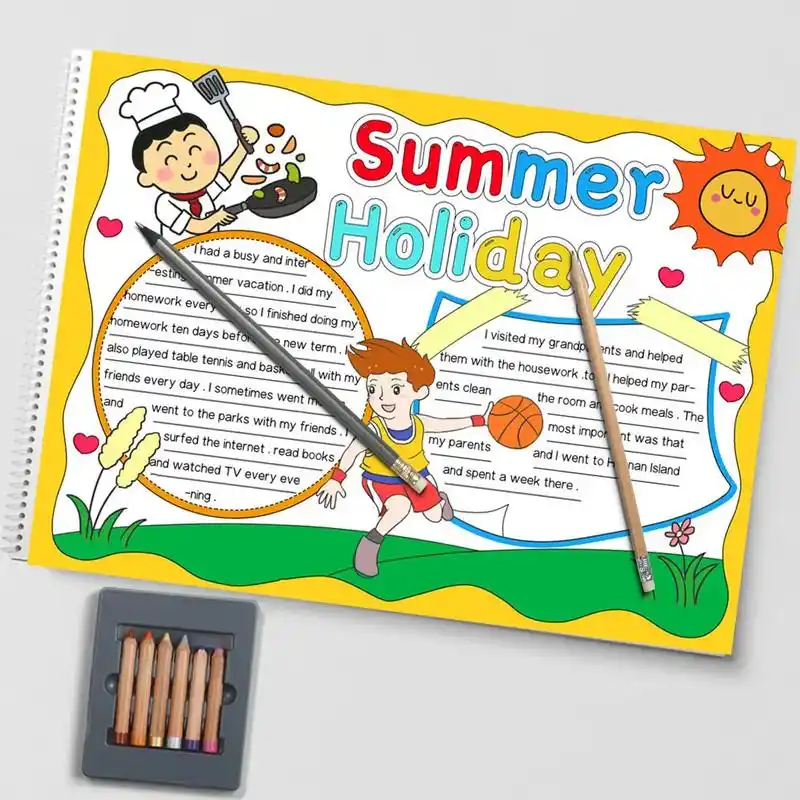 暑假主题电子手抄报模板英文版.有高清图,可以直接打印出来,打 - 抖音