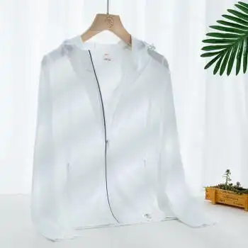 日本夏季新款冰丝防晒衣女轻薄upf50服男防紫外线透气皮肤衣外套白色