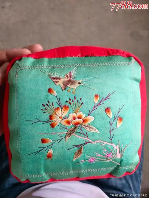 老枕头老绣片枕头顶