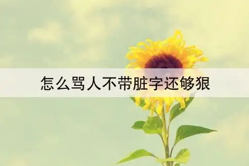 怎么骂人不带脏字还够狠(怎么怼人不带脏字还够狠)