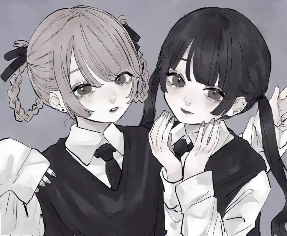 插画壁纸头像暗黑系精致洛丽塔漫画美少女姐妹闺蜜女生最爱