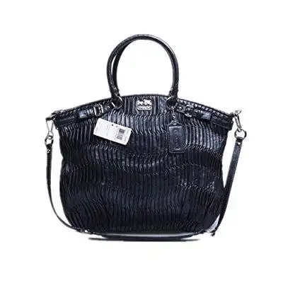 coach 蔻驰 麦迪逊蓝黑色纯皮褶皱单肩包