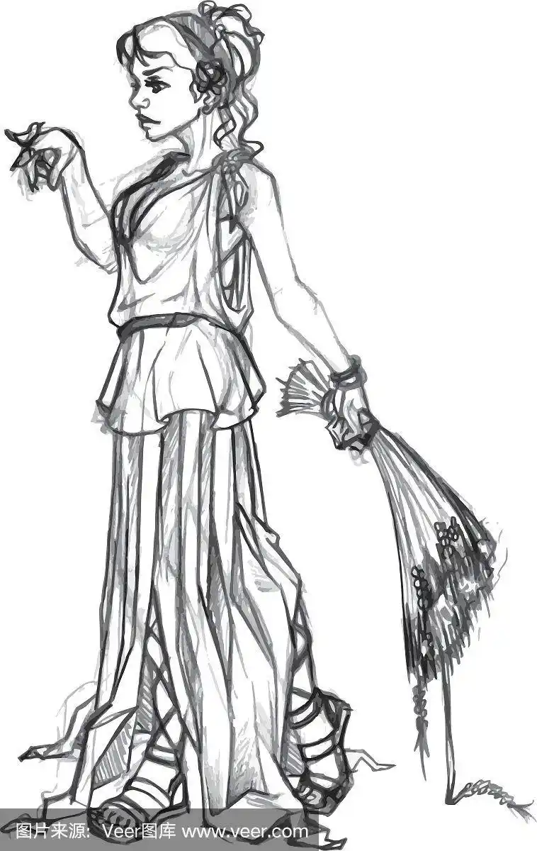 矢量插图得墨忒尔,希腊收获女神得墨忒尔