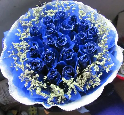 19朵蓝色妖姬蓝玫瑰七夕情人节送女友老婆生日礼物岳阳市店同城速