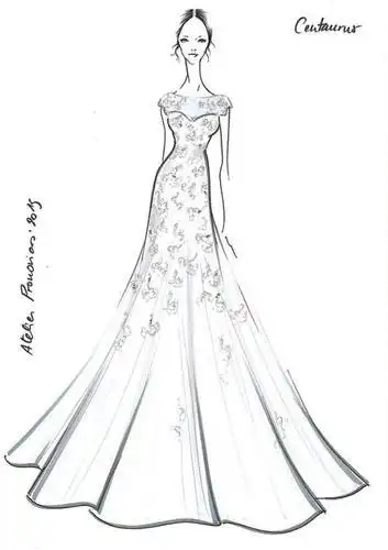 拖尾婚纱裙子简笔画
