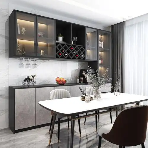 酒柜现代靠墙客厅简约轻奢极简餐边柜进门吊墙酒柜