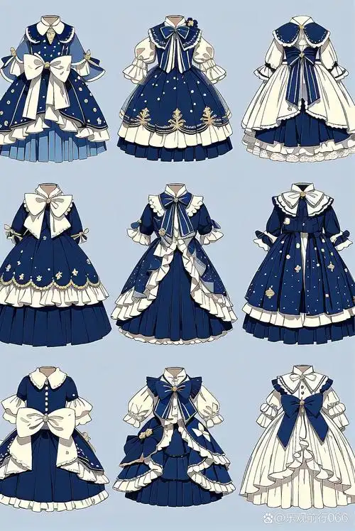 蓝白色系小裙子!服装设计图