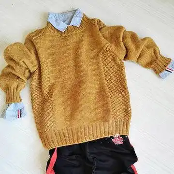 栖岩 潮款男童棒针圆领套头毛衣