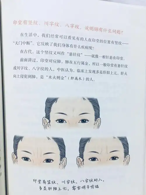 印堂川字纹竖纹八字纹说明肺有什么问题