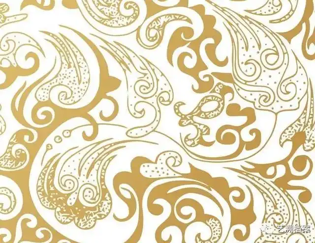 云气纹古代吉祥图案,象征高升和如意,应用较广.