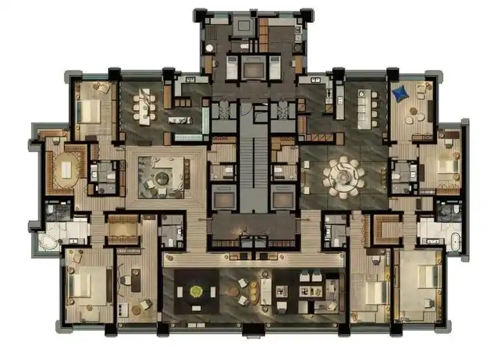 刷到个900平大平层的户型图