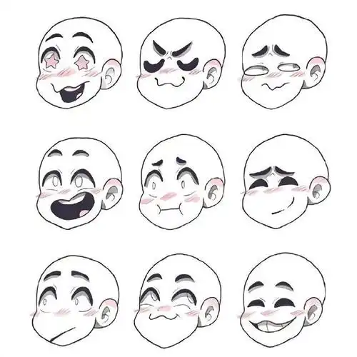 绘画参考#丰富夸张的表情参考,画师:alley wong