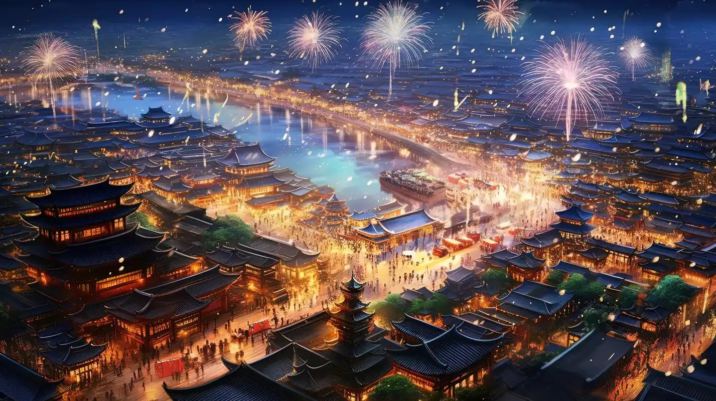 今晚的长安城,如同一座巨大的彩色 - 抖音