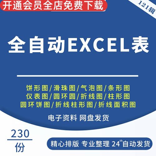 全自动excel图表折线柱形图面积图饼形图气泡图仪表图条形图圆环多饼