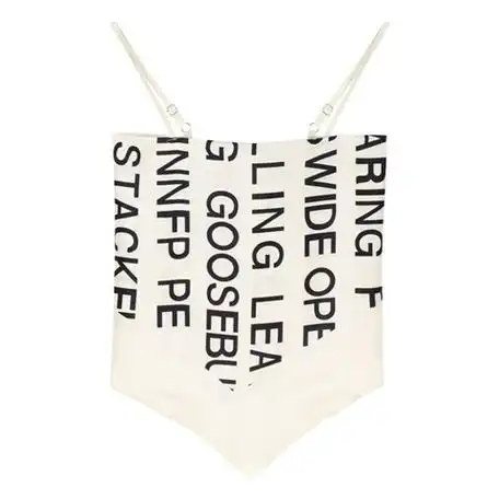 官图牛奶丝双磨《罗马假日》字母抹胸丝巾背心女度假不规则吊带三喜