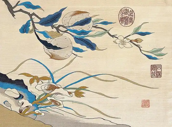 过焕文68缂丝68灵仙寿桃