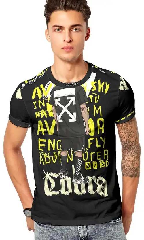 字母 人物 大牌风 - 数码印花花型 - 男装花型设计 - 瓦栏