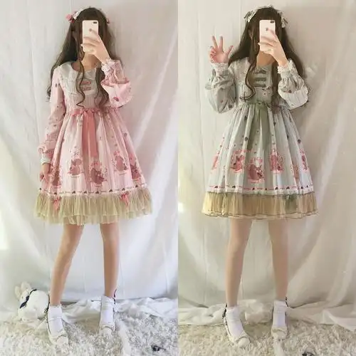 洛丽塔裙 洋装 软妹_秋冬日系软妹洛丽塔连衣裙女lolita洋装日常op