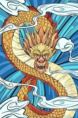 威严凶猛国潮龙头国潮插画背景国潮龙龙头