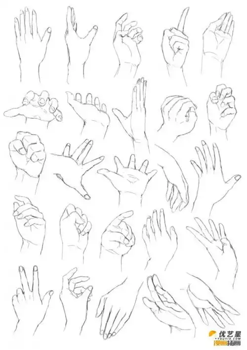 在不同角度看手部素材教程人物的各种手部姿势绘画漫画素材教程