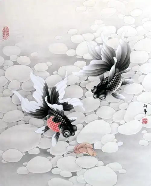 路雨年工笔《黑龙睛金鱼》绘制步骤