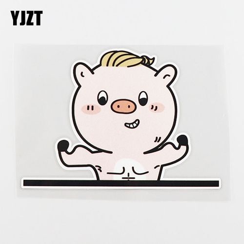 yjzt 搞笑肌肉猪划痕遮挡汽车贴纸装饰卡通车身贴纸 cs0563