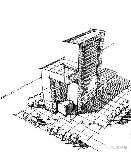 9,用同样的透视表现铺装吧!8,还记得树木的画法吗?