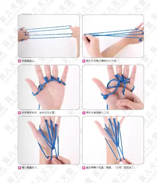 手工制作幼儿园贝壳-立体纸艺贝壳手工制作1,伸出左手,绳子挂在拇指