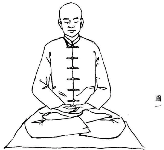 ps:若入坐稍久身体易向一边倾斜(自己坐姿微调即可)单盘膝:坐时把左脚