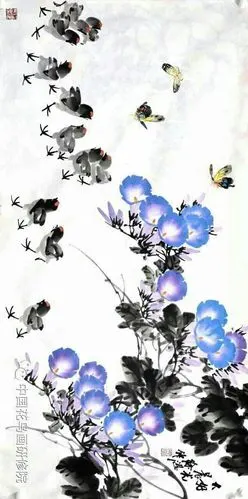 老虎公鸡牵牛花图片