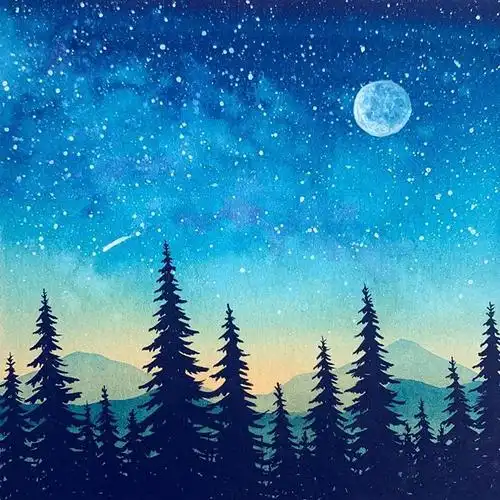 水彩画家kristinmckeever手绘星空水彩画作品
