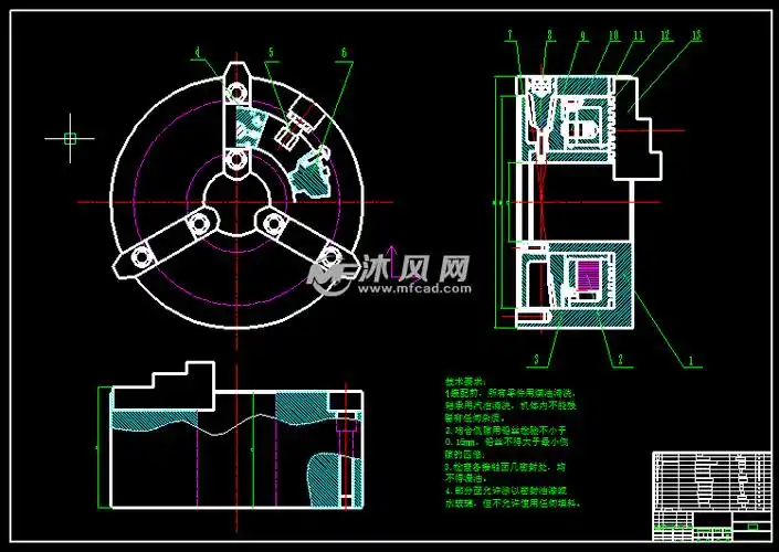 液压三爪卡盘设计 - 设计方案图纸 - 沐风网