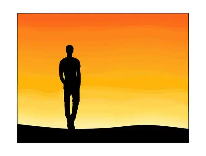 孤单,男人,日落,剪影,矢量_高清图片_全景视觉