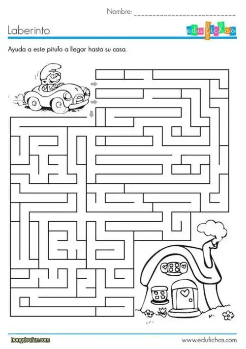 帮助蓝精灵开车回家吧在线迷宫游戏图片a4可打印