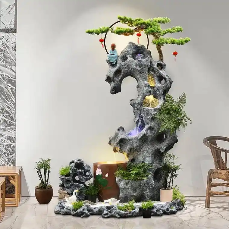 软装仿真太湖石中式流水摆件庭院假山客厅庭院家居阳 - 抖音