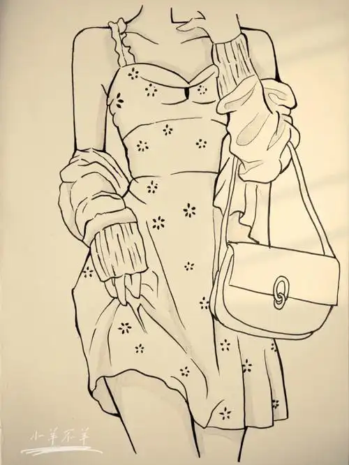 美女黑白简笔画绘画教程13附过程