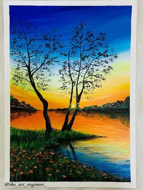 水粉画|风景画|临摹素材#遇见艺术#创意儿童画分享超话