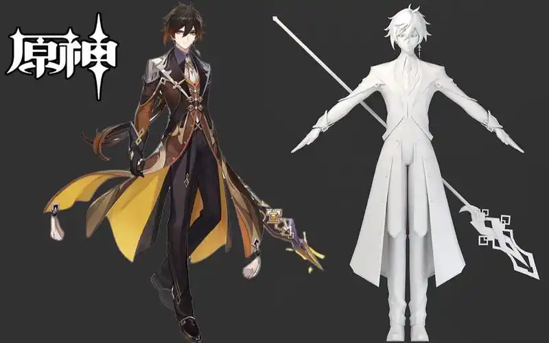 爆肝三小时,教你如何制作原神钟离人物模型,3dmax角色全身布线教学