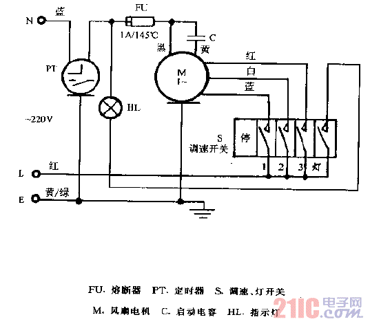 华生fs80-40落地扇电路图