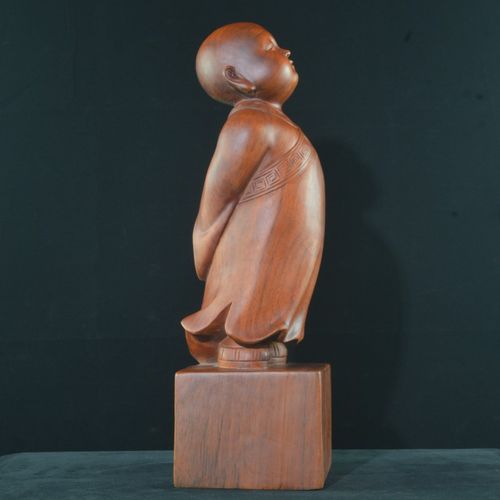 红木小沙弥缅甸花梨木中式禅意木雕客厅工艺品手工雕刻摆件小和尚