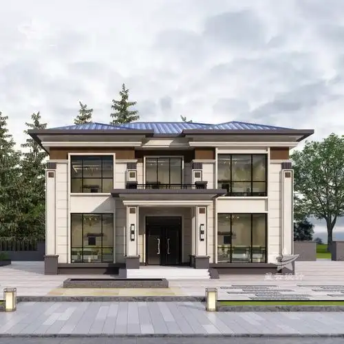 新中式现代二层别墅设计施工图纸两层小洋楼大露台农村自建房楼房已售